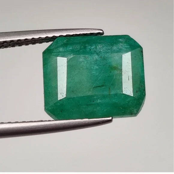 6.44 Ct Natural Green Emerald Emerald Cut - Picture 1 of 2